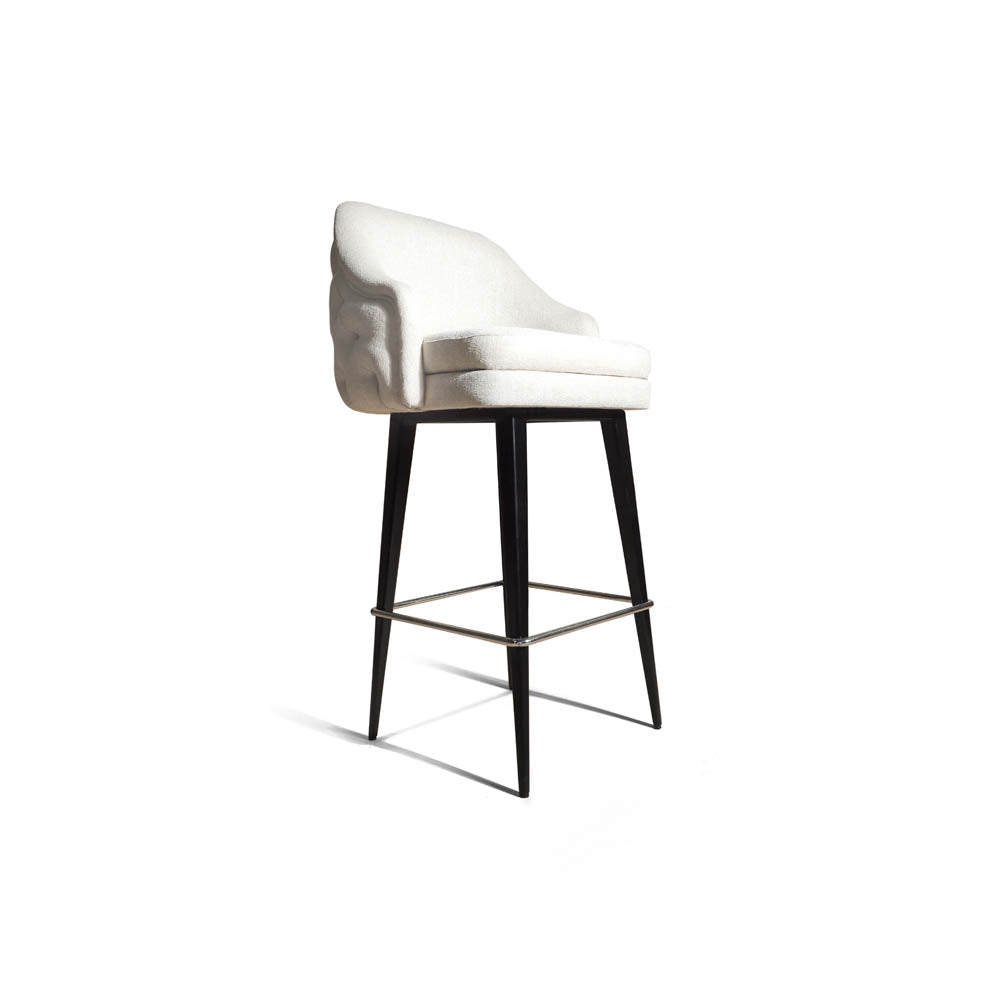 Finess Upholstered Wood and Stainless Steel Bar Stool | Modern Furniture + Decor