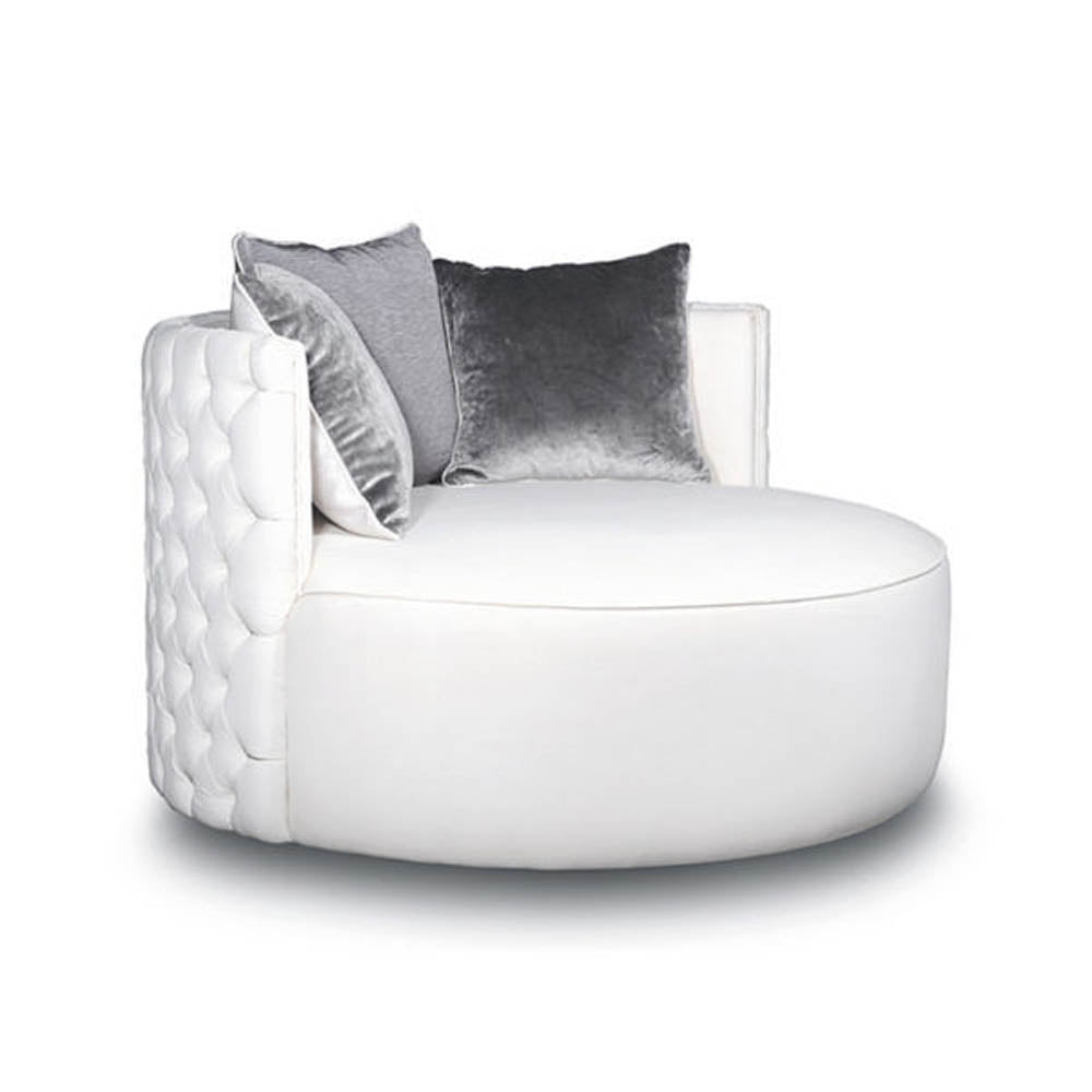 Frank Upholstered Round Button Tufted Accent Chair | Modern Furniture + Decor
