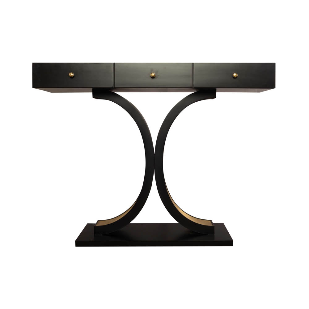 Fresno Dark Brown 3 Drawer Console Table with Curved Legs | Modern Furniture + Decor