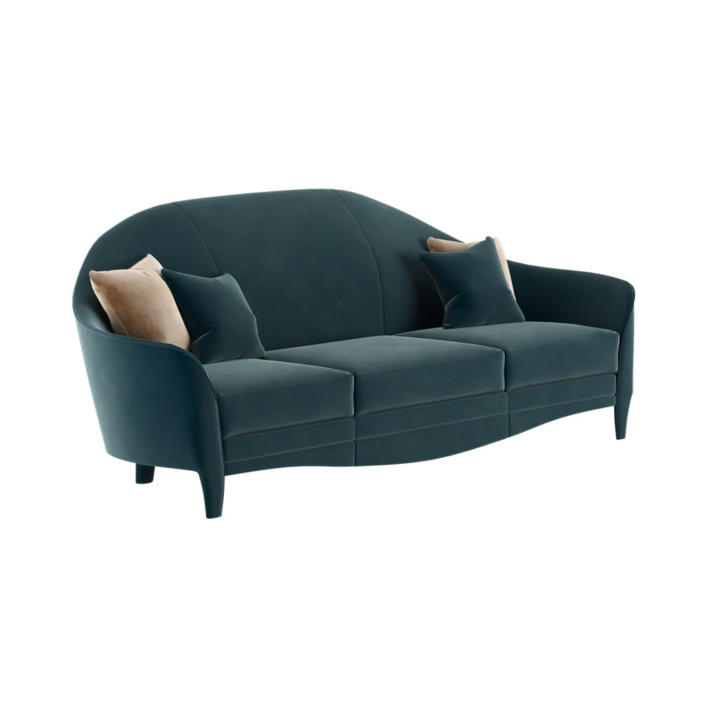 Harley Blue 3 Seater Curved Sofa | Modern Furniture + Decor
