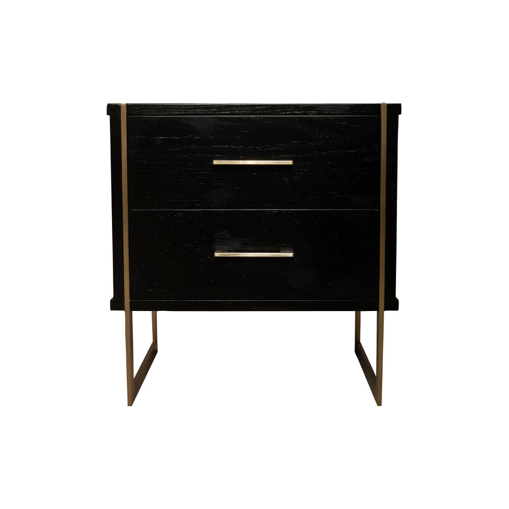 Hayman Wood Bedside Table with Brass Legs | Modern Furniture + Decor