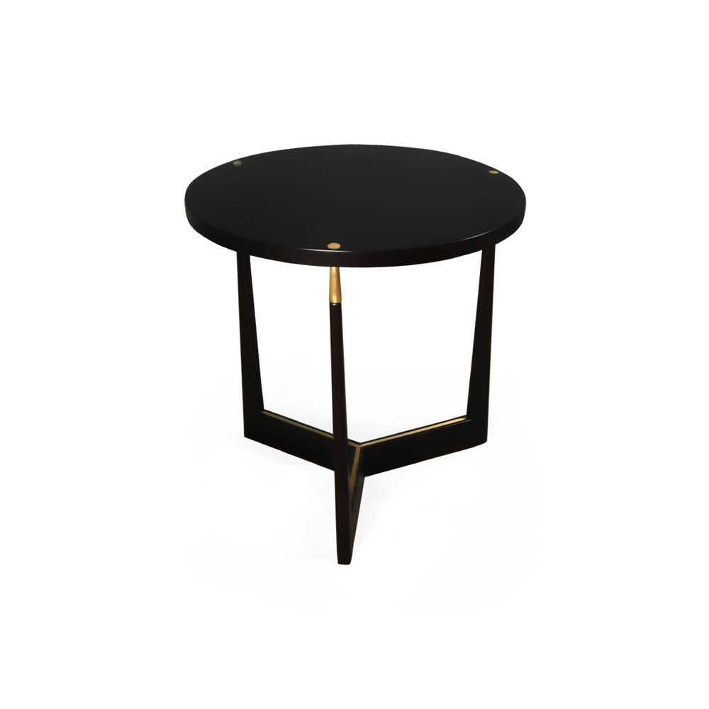Hector Round Black Side Table with Brass Inlay | Modern Furniture + Decor