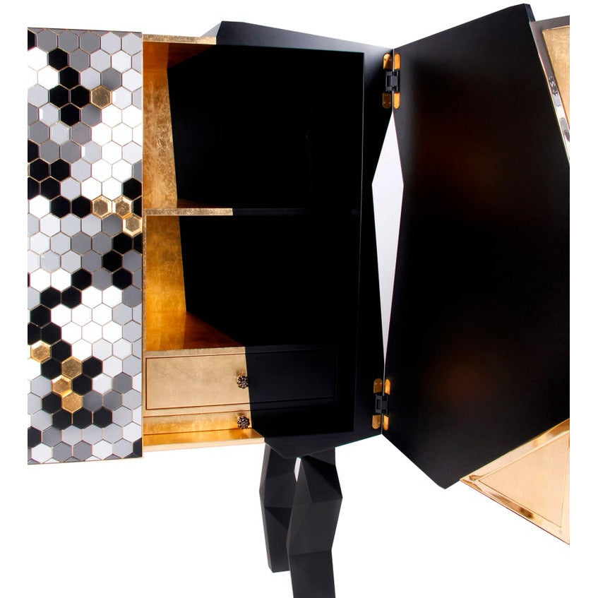 Honeycomb Blue and Gold Leaf Cabinet, Royal Stranger | Modern Furniture + Decor