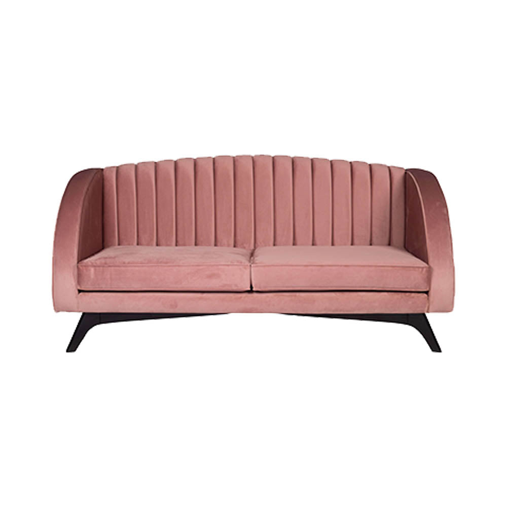 Jennifer Upholstered Striped Blush Velvet Sofa | Modern Furniture + Decor
