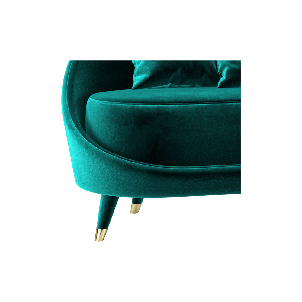 Kiko Upholstered Curved Green Sofa | Modern Furniture + Decor