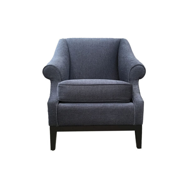 Kingston Upholstered Rolled Arm Chair with Wooden Legs