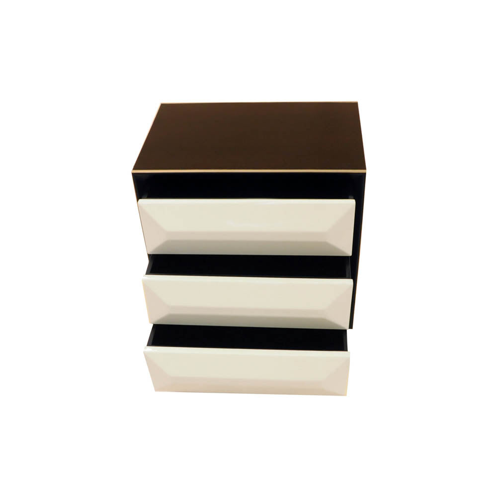 Kvadrat Dark Brown and Cream Gloss Bedside Table | Modern Furniture + Decor