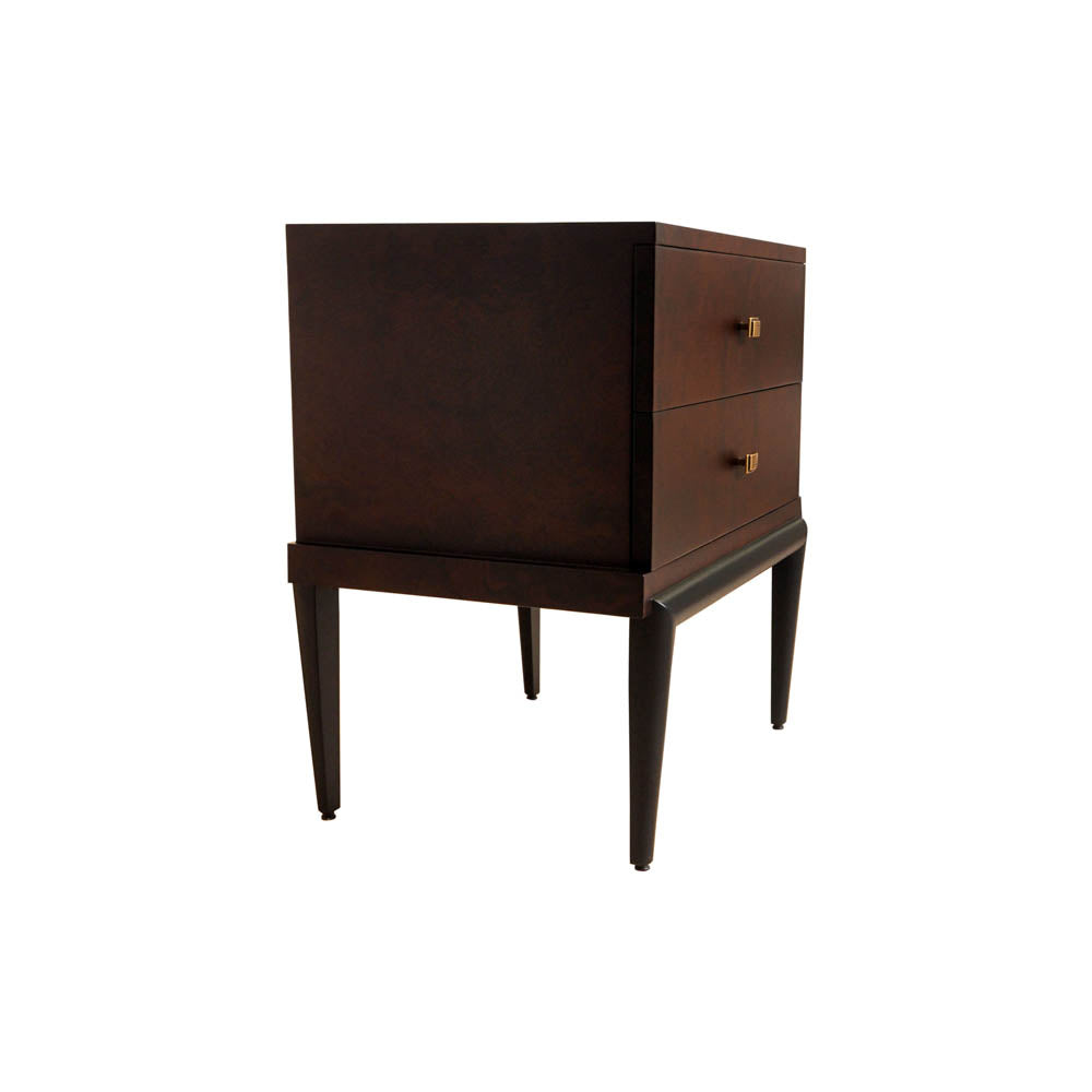 Leo Wooden 2 Drawer Dark Brown Bedside Table | Modern Furniture + Decor