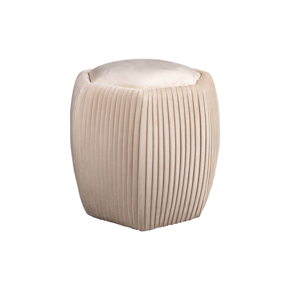 Liz Round Velvet Cream Pouffe | Modern Furniture + Decor