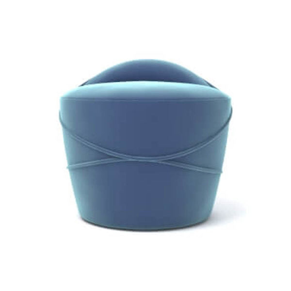 Lovy Round Velvet Turquoise Blue Pouf with Brass Base