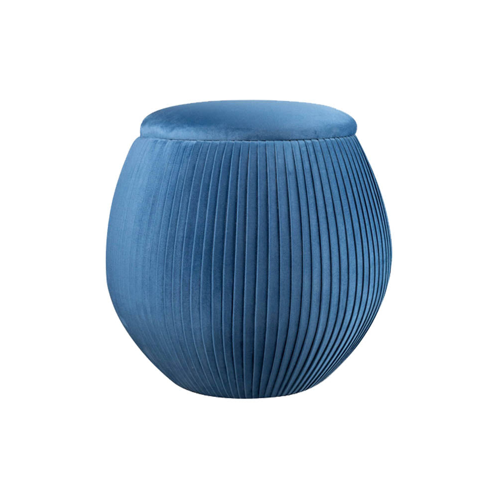 Luna Round Navy Blue Pouf | Modern Furniture + Decor