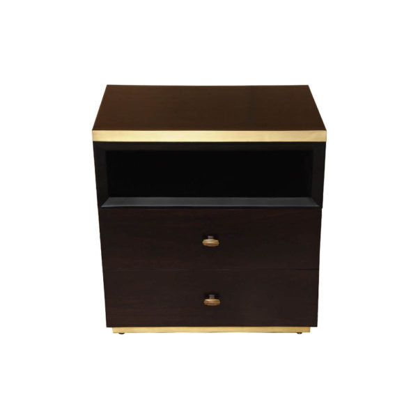 Manu Dark Brown Bedside Table with Drawer and Shelf