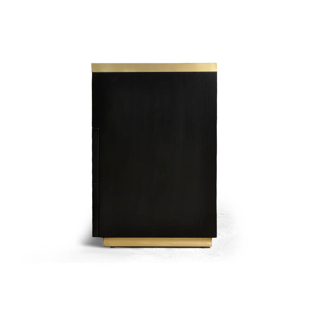 Manu Dark Brown Bedside Table with Drawer and Shelf | Modern Furniture + Decor