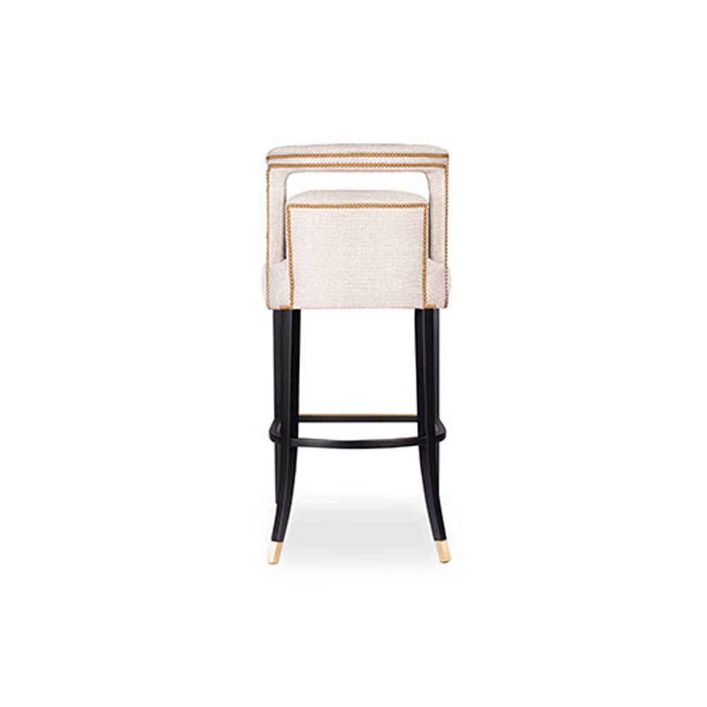 Mara Upholstered Beige Bar Stool | Modern Furniture + Decor