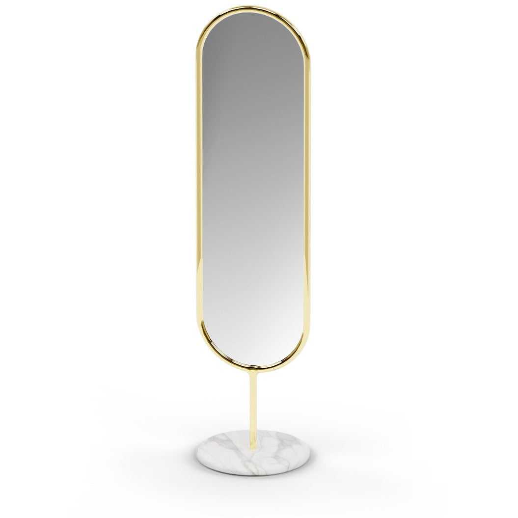 Polished Brass and Marble Marshmallow Floor Mirror, Royal Stranger | Modern Furniture + Decor