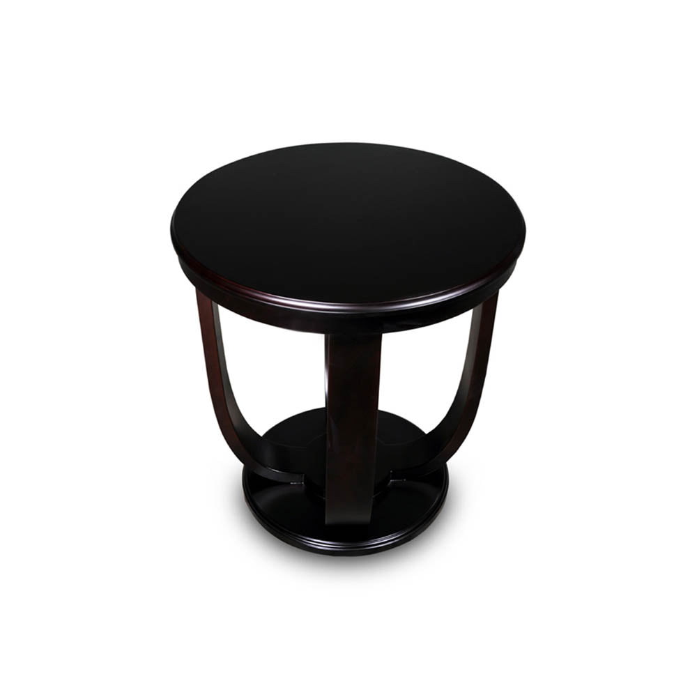Mathieu Wooden Round Side Table with Curved Leg | Modern Furniture + Decor