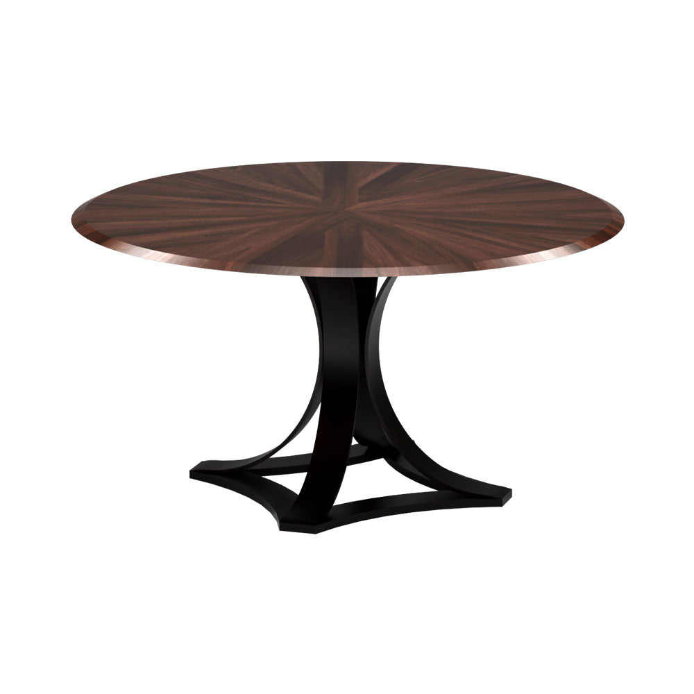 Midlands Brown Wooden Circle Dining Table with Veneer Inlay | Modern Furniture + Decor
