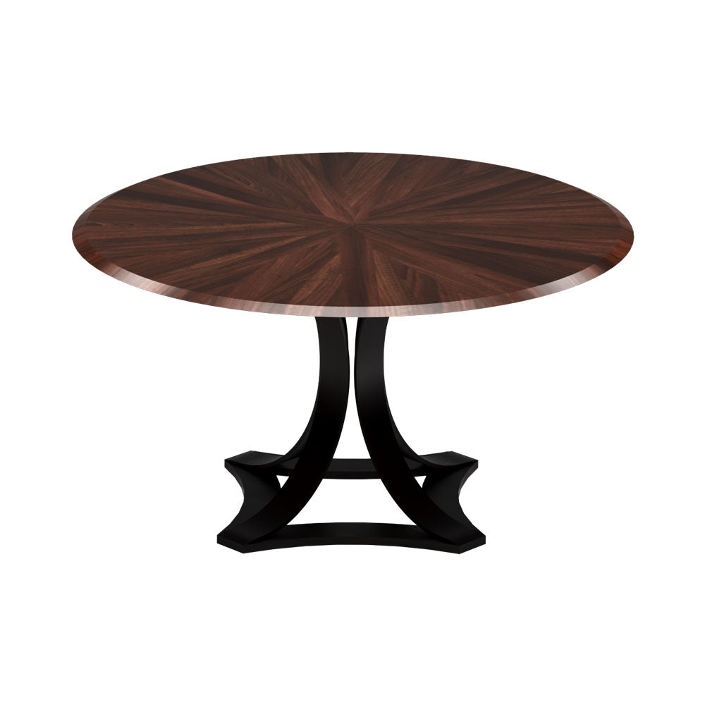 Midlands Brown Wooden Circle Dining Table with Veneer Inlay | Modern Furniture + Decor
