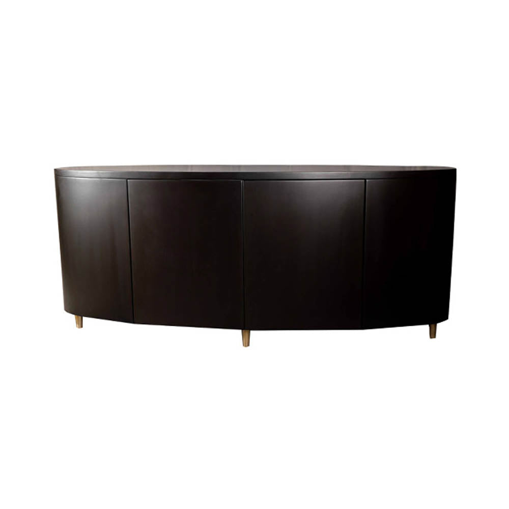 Nathan Oval Dark Brown Sideboard with Brass Inlay | Modern Furniture + Decor