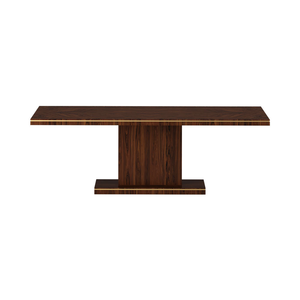 Norfolk Brown Wooden Dining Table with Veneer Inlay | Modern Furniture + Decor