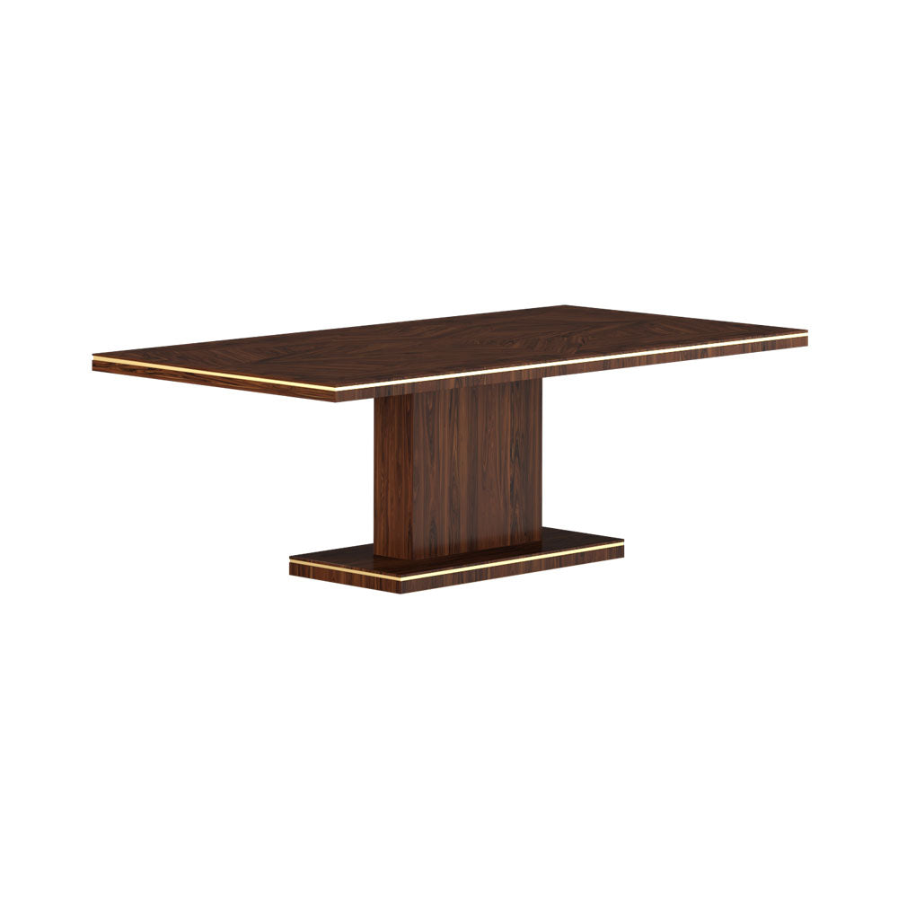 Norfolk Brown Wooden Dining Table with Veneer Inlay | Modern Furniture + Decor