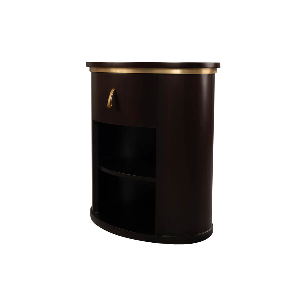 Nova Oval Bedside Table with Brass Inlay | Modern Furniture + Decor