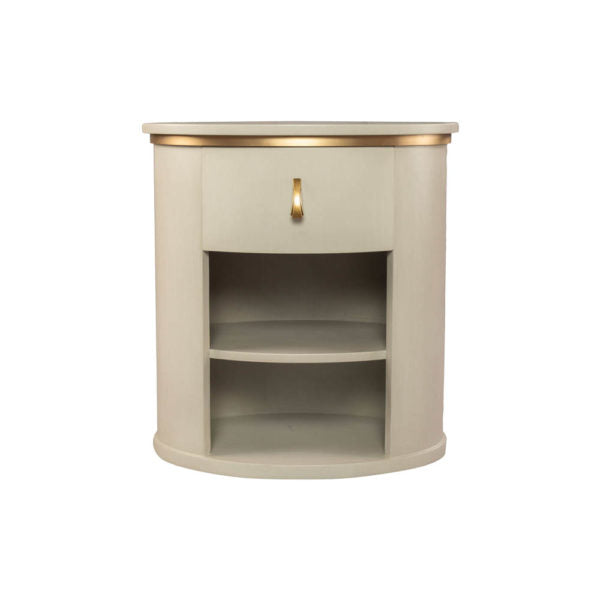 Nova Oval Bedside Table with Brass Inlay