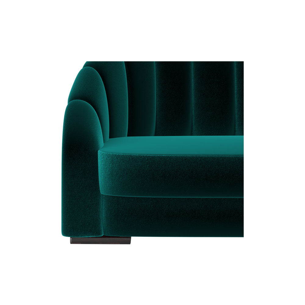Ollie Upholstered Velvet Green Striped Sofa | Modern Furniture + Decor