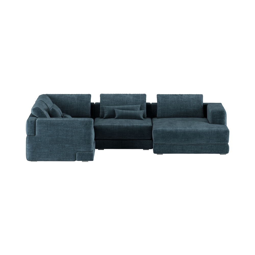 Orka Blue Fabric 3 Piece Corner Sofa | Modern Furniture + Decor