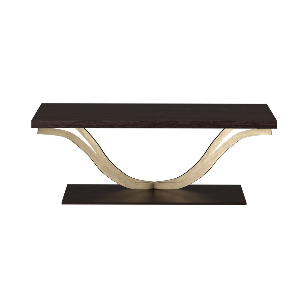 Orkney Rectangle Wooden and Metal Coffee Table with Veneer Inlay | Modern Furniture + Decor