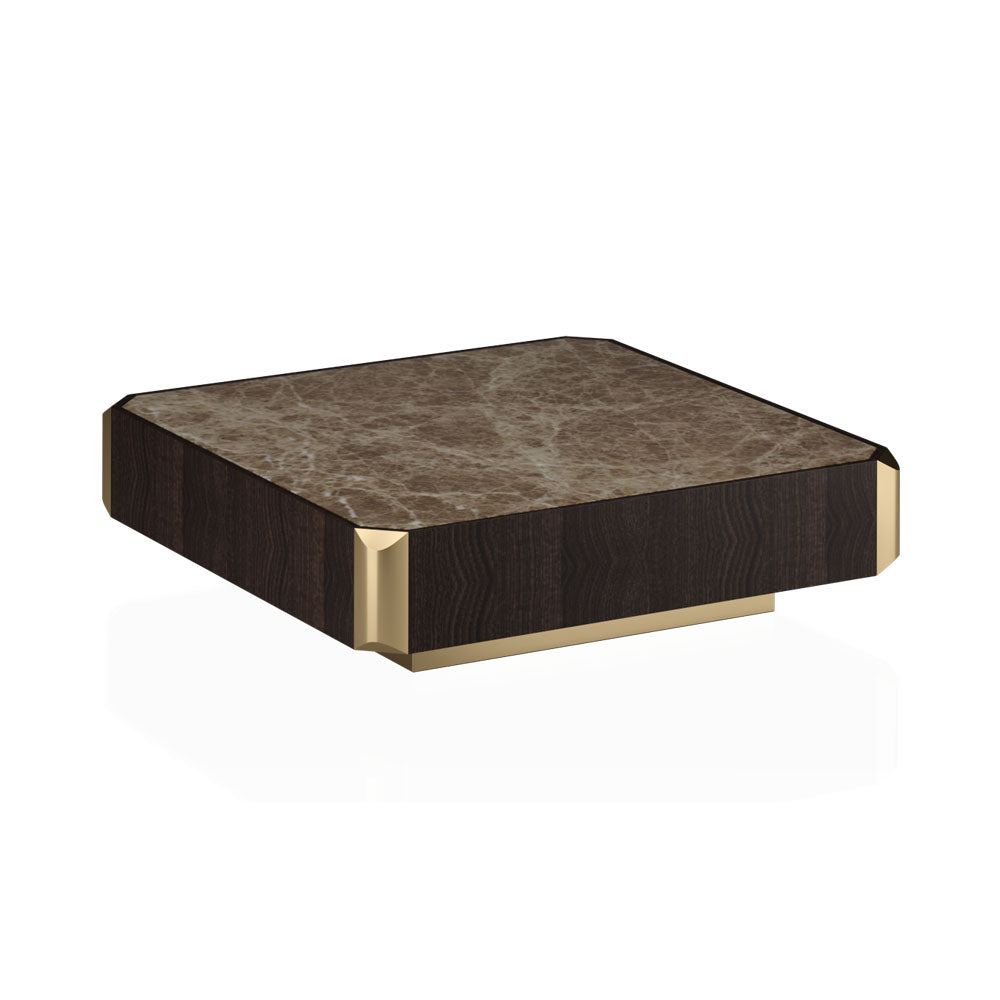 Perth Square Wooden Coffee Table with Beige Marble Top | Modern Furniture + Decor