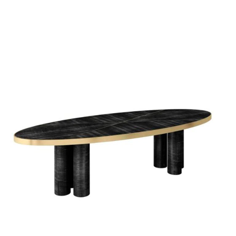 21st Century Ray Oval Dining Table High Gloss Frisé Grey Sikomoro | Modern Furniture + Decor