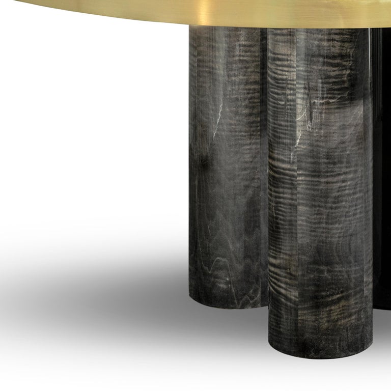 21st Century Ray Oval Dining Table High Gloss Frisé Grey Sikomoro | Modern Furniture + Decor