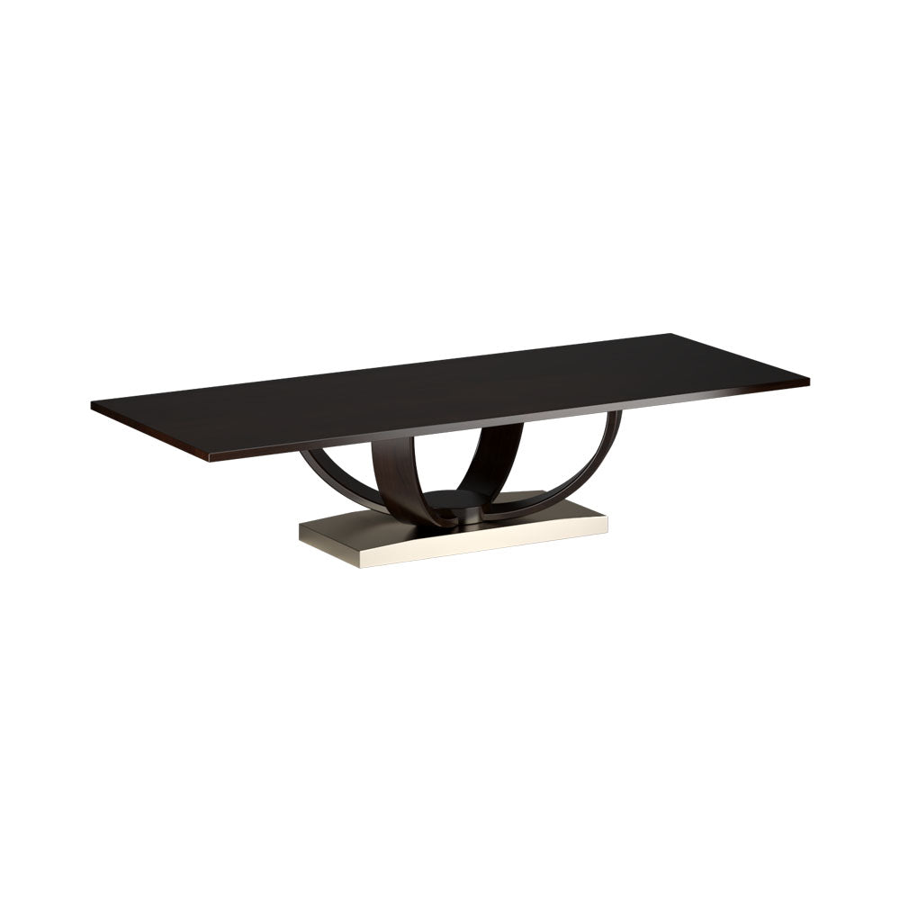 Ross Rectangle Brown and Gold Wood Dining Table | Modern Furniture + Decor