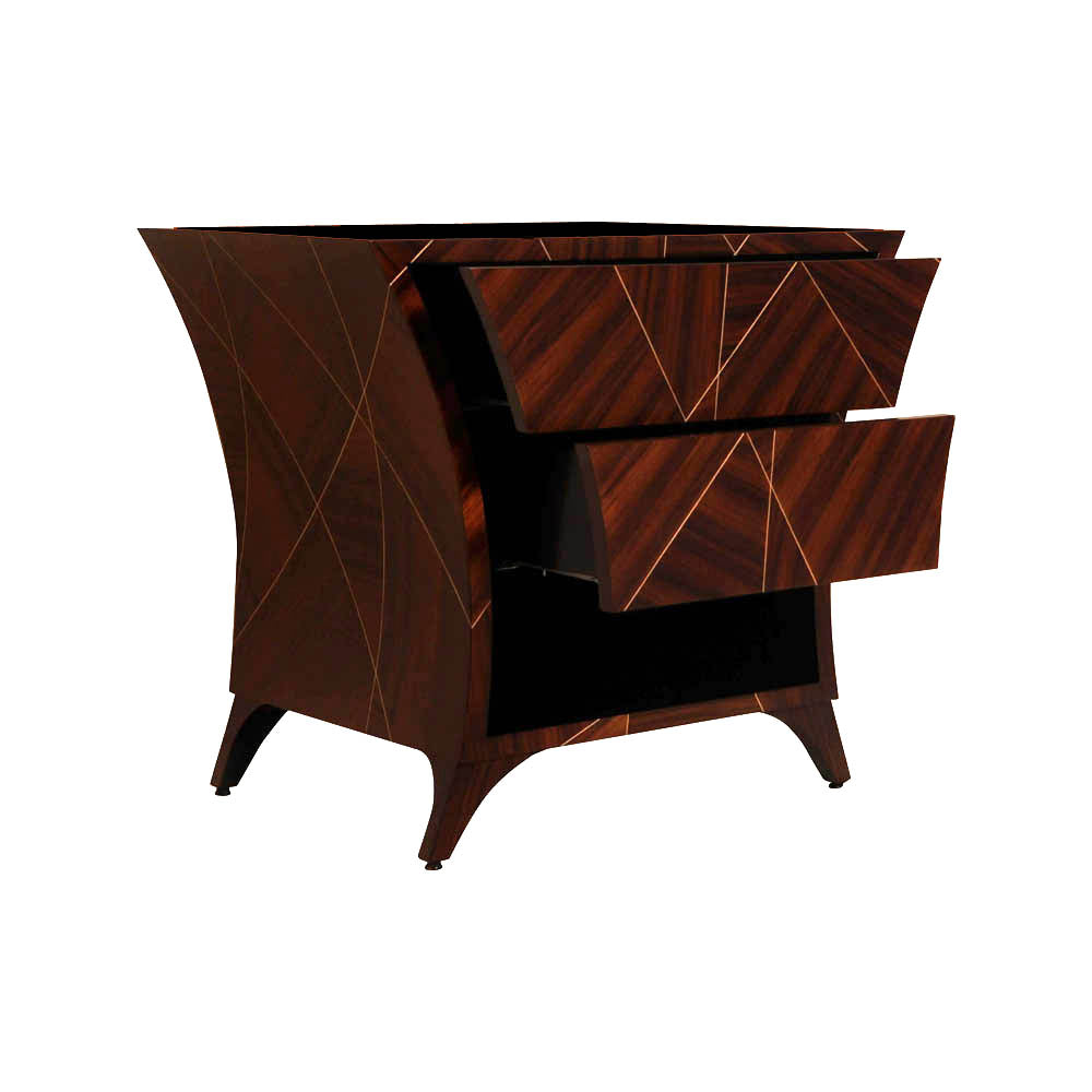 Sahco Dark Brown Curved Bedside Table with Open Shelf | Modern Furniture + Decor