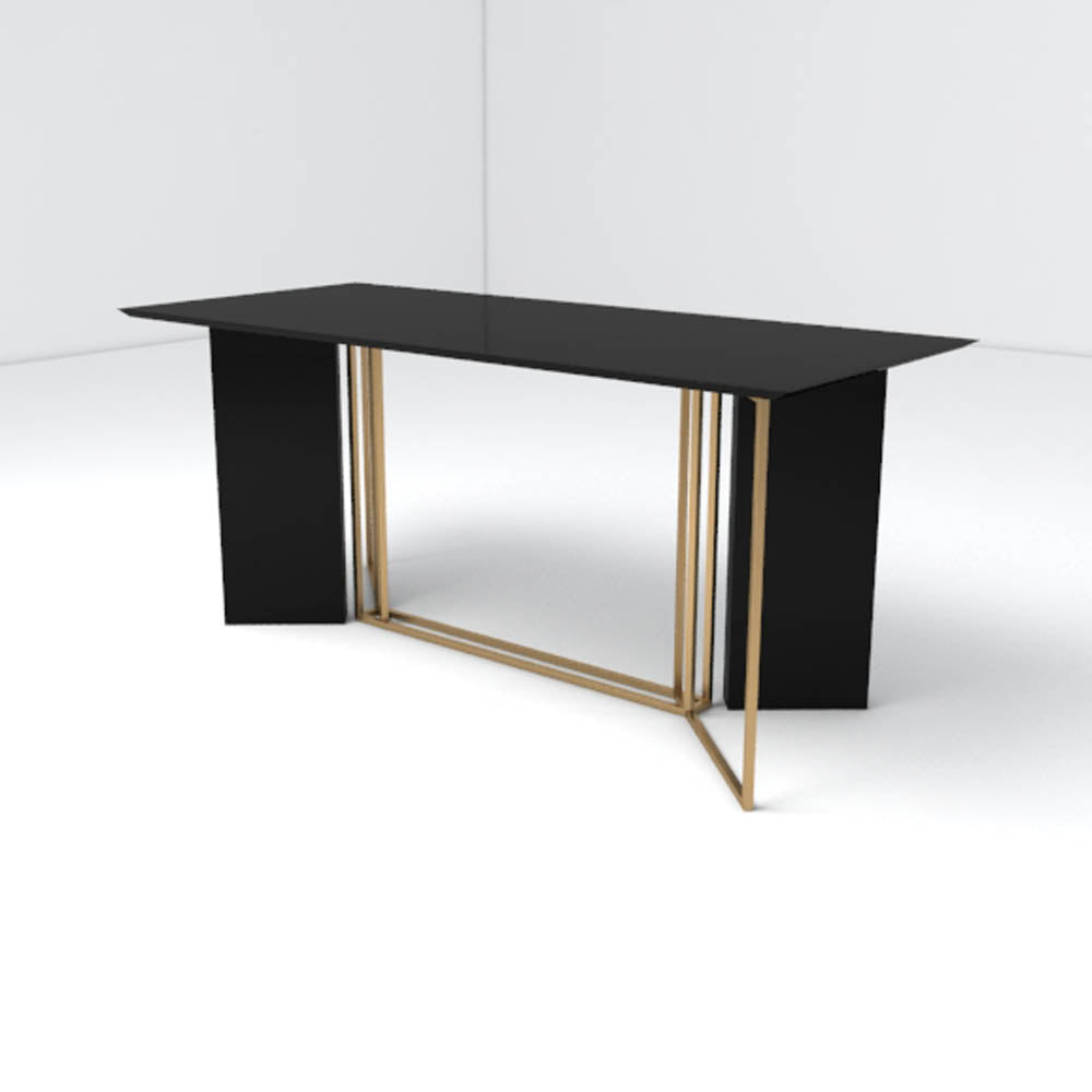 Santini Wooden with Stainless Steel Console Table | Modern Furniture + Decor