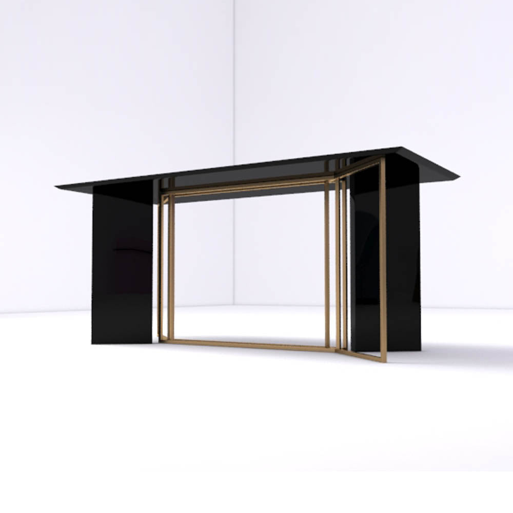Santini Wooden with Stainless Steel Console Table | Modern Furniture + Decor