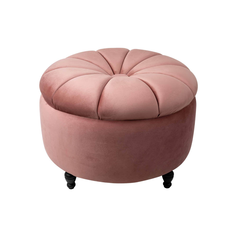 Sara Round Blush Pink Pouf | Modern Furniture + Decor