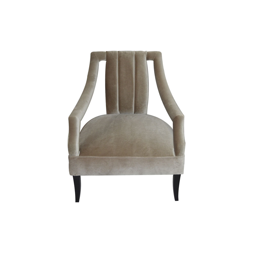 Shelley Upholstered Dark Grey Armchair with Black Wood Legs | Modern Furniture + Decor