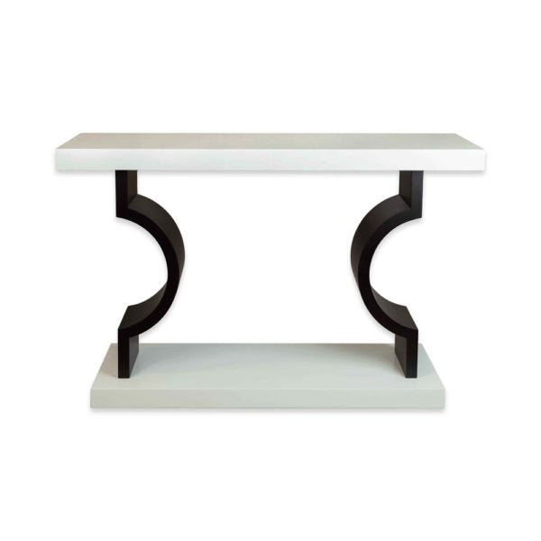 Silviano Dark Brown and Cream Console Table with Curved Legs