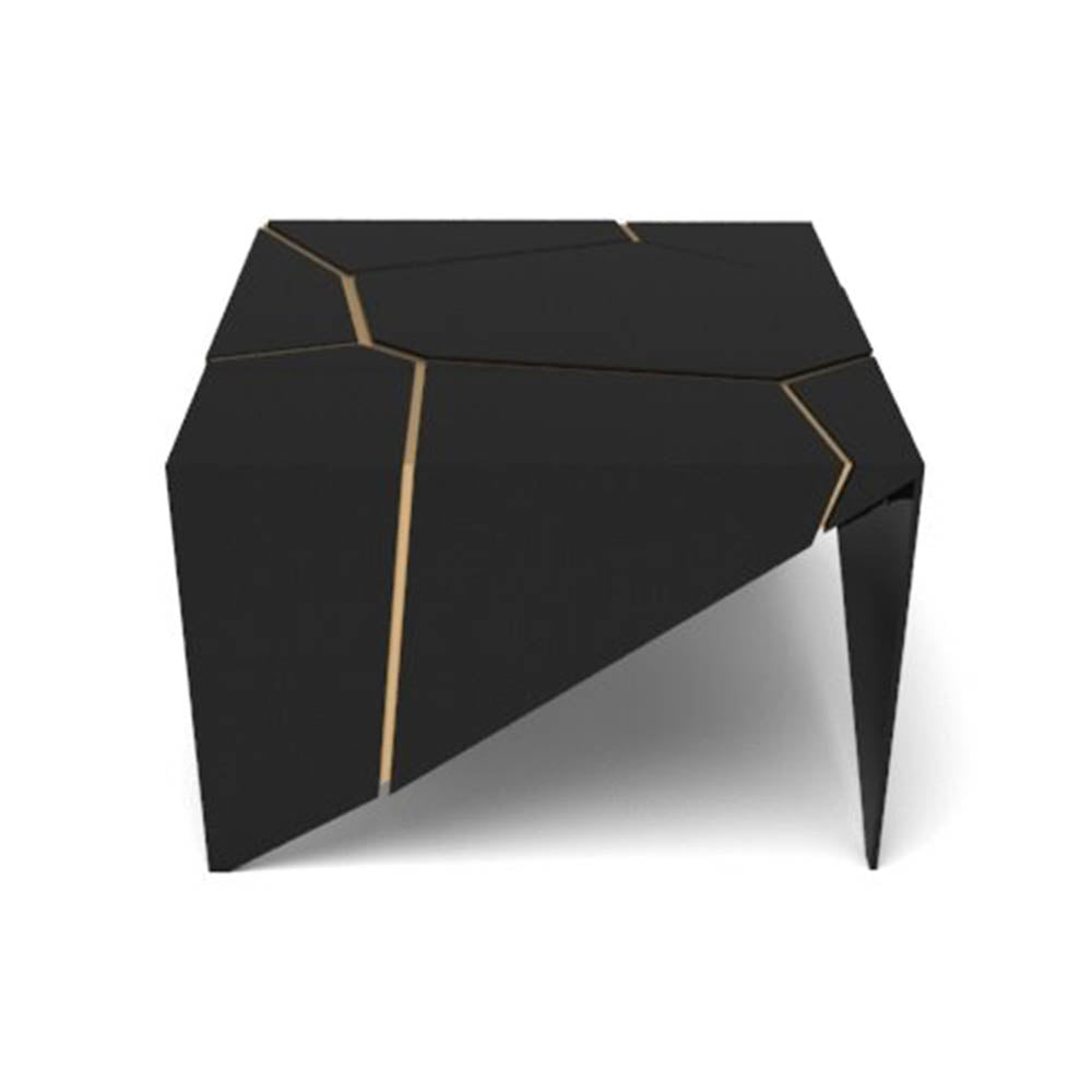 Trio Square Wooden End Table with Brass Inlay | Modern Furniture + Decor