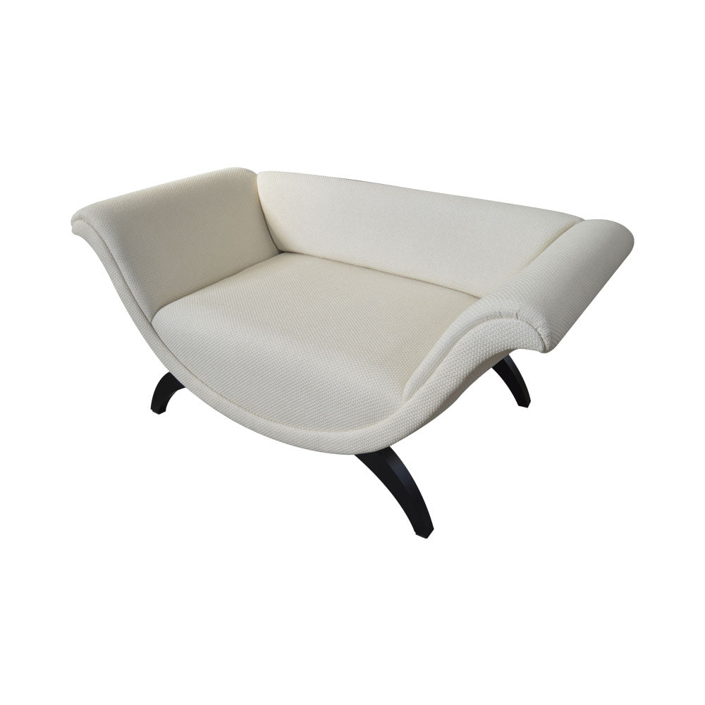 Tulip Upholstered Curved Shaped Sofa with Black Legs | Modern Furniture + Decor