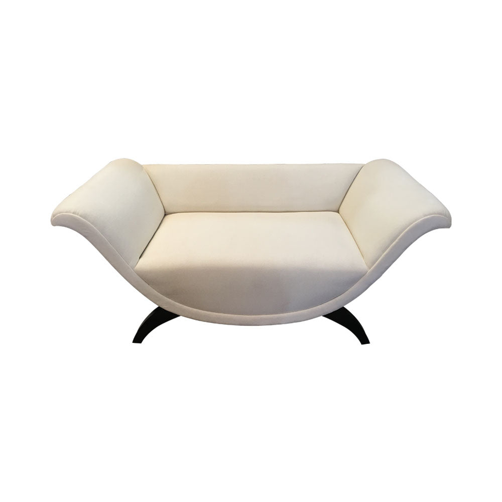 Tulip Upholstered Curved Shaped Sofa with Black Legs | Modern Furniture + Decor