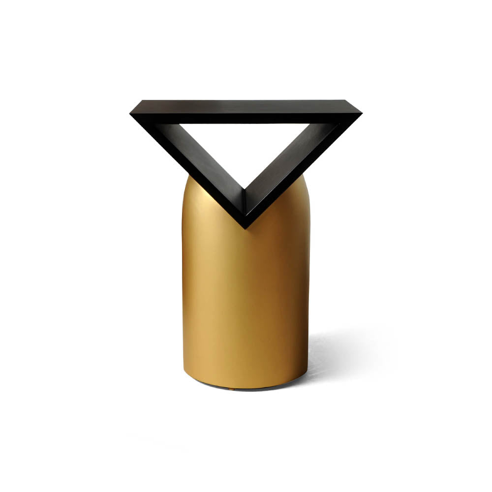 V Borma Round Dark Brown and Gold Cylinder Side Table | Modern Furniture + Decor