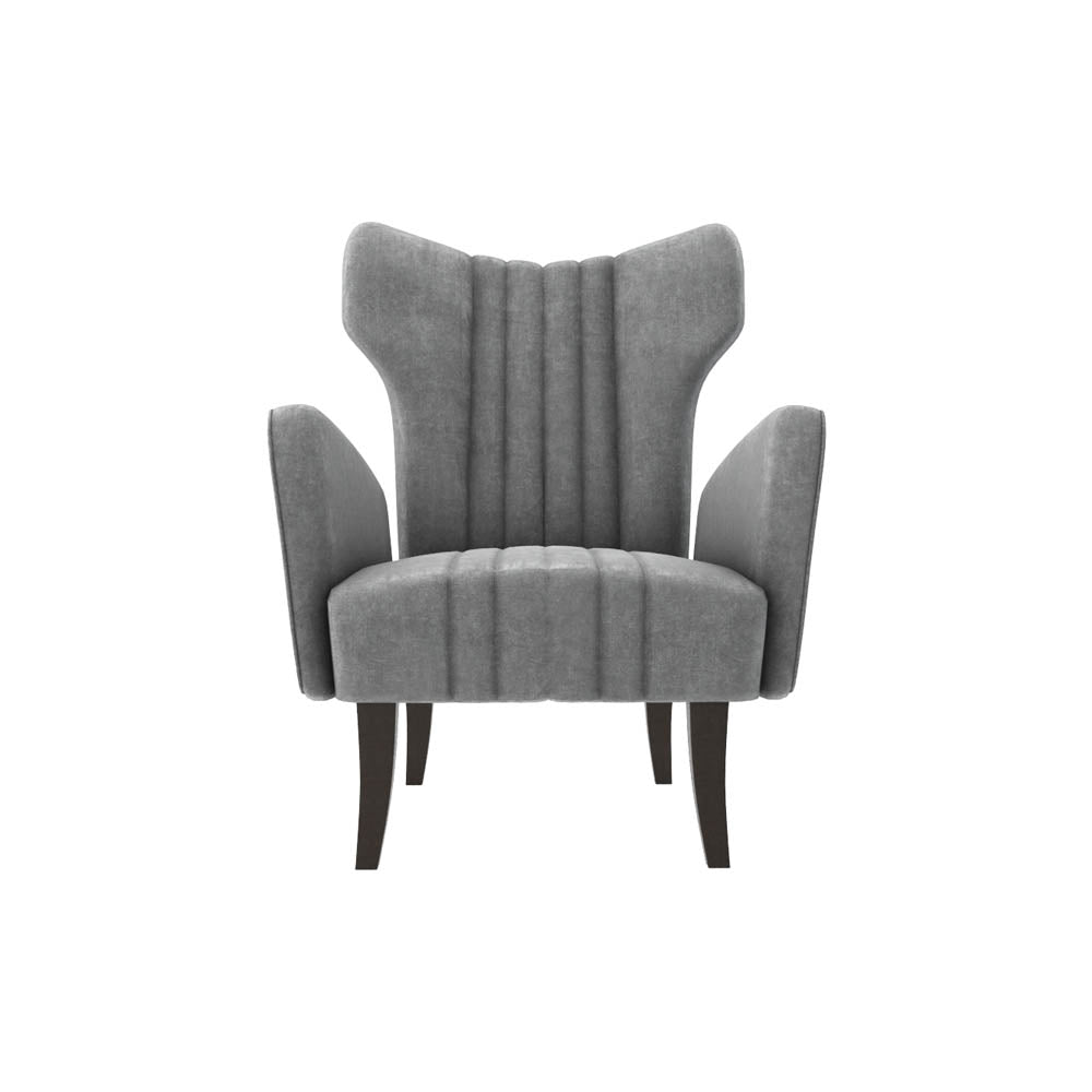 Zelda Upholstered Wing Armchair with Black Wooden Legs | Modern Furniture + Decor