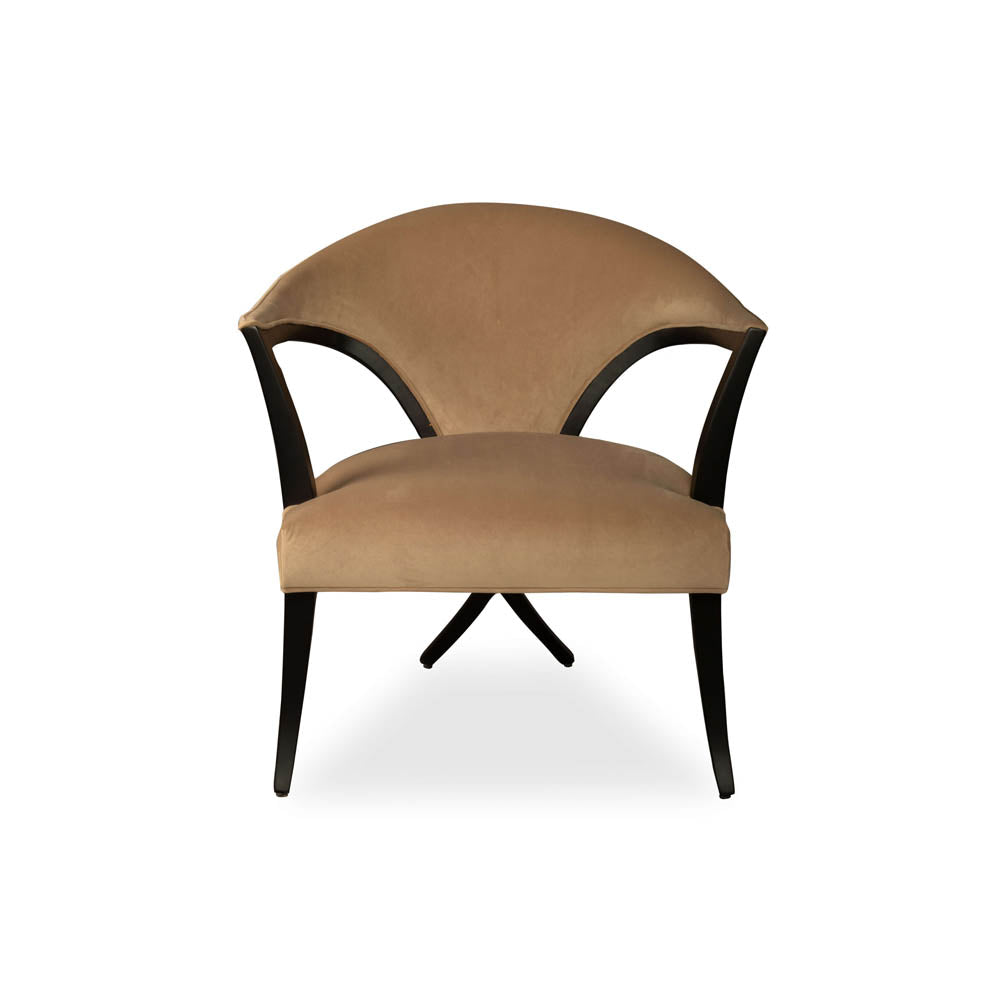 Zelle Upholstered Curved Armchair with Cross Legs | Modern Furniture + Decor