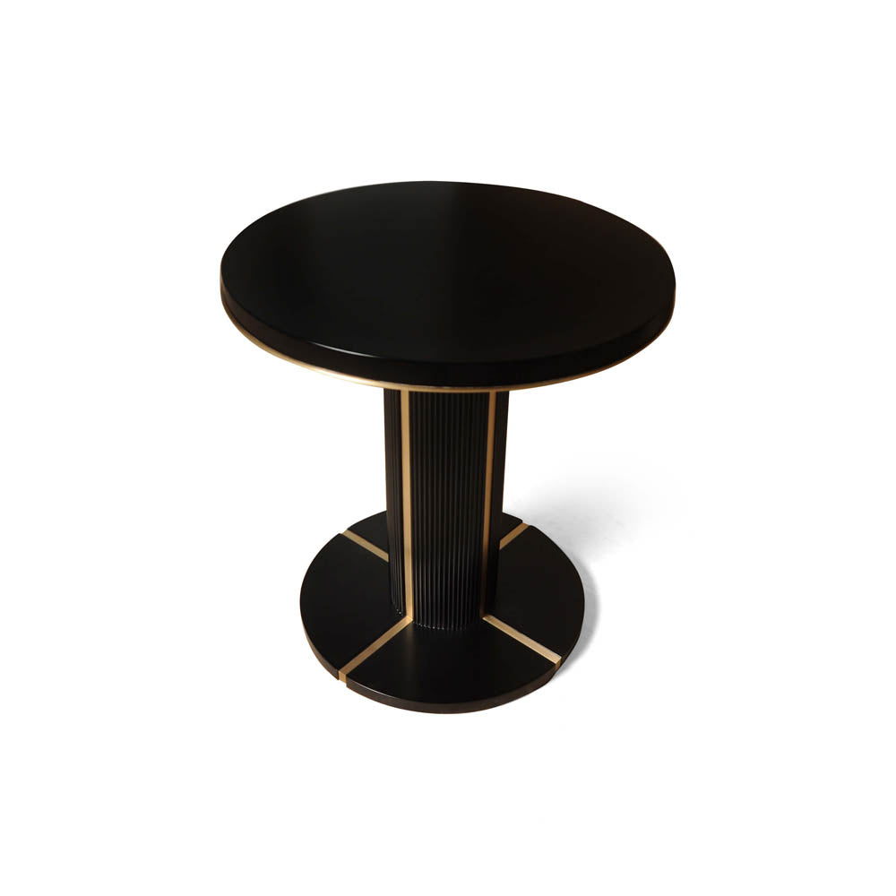 Zion Dark Brown Wooden with Gold Frame Side Table | Modern Furniture + Decor