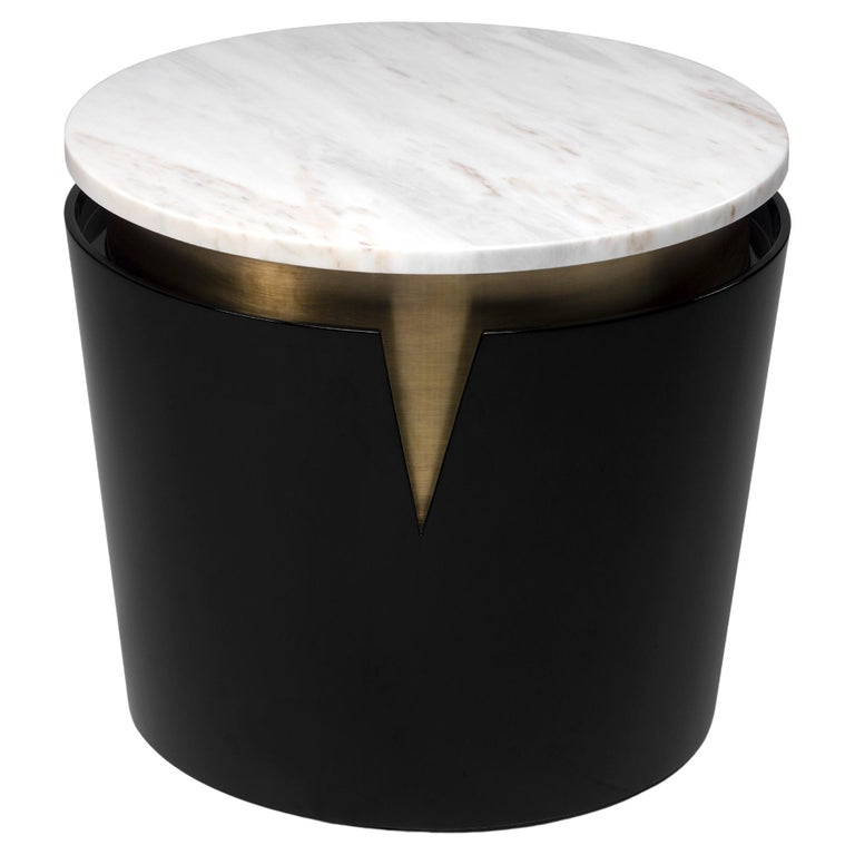 Moon Side Table Estremoz Marble Top and Brass | Modern Furniture + Decor