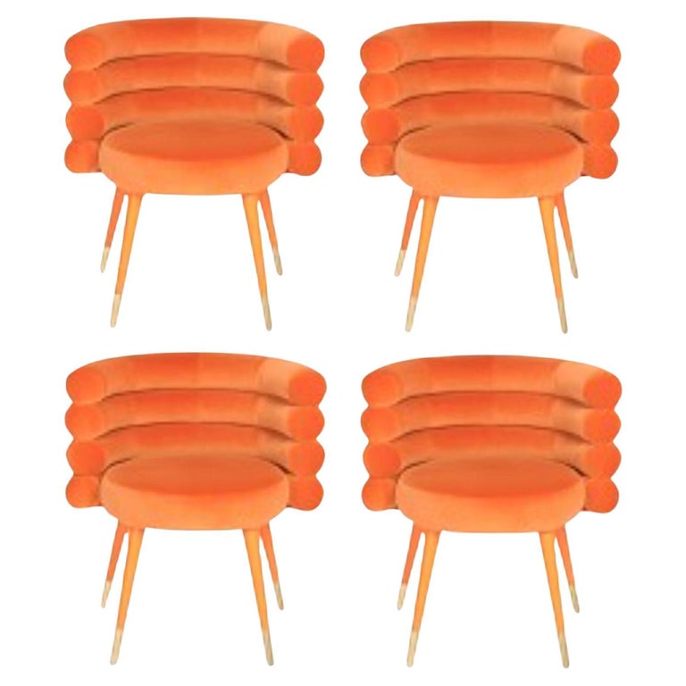 Set of 4 Orange Marshmallow Dining Chairs, Royal Stranger | Modern Furniture + Decor