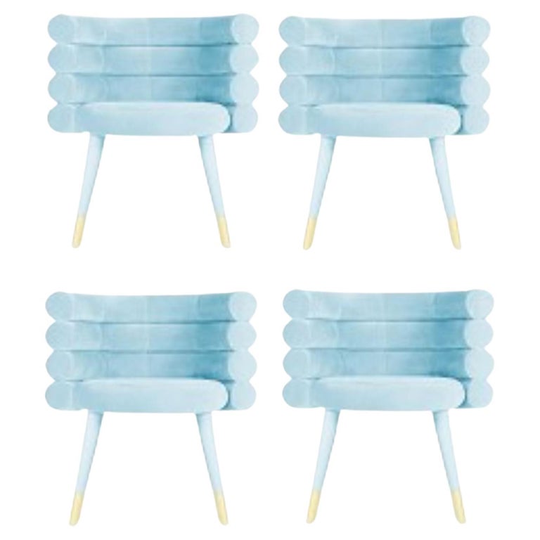 Set of 4 Sky Blue Marshmallow Dining Chairs, Royal Stranger | Modern Furniture + Decor